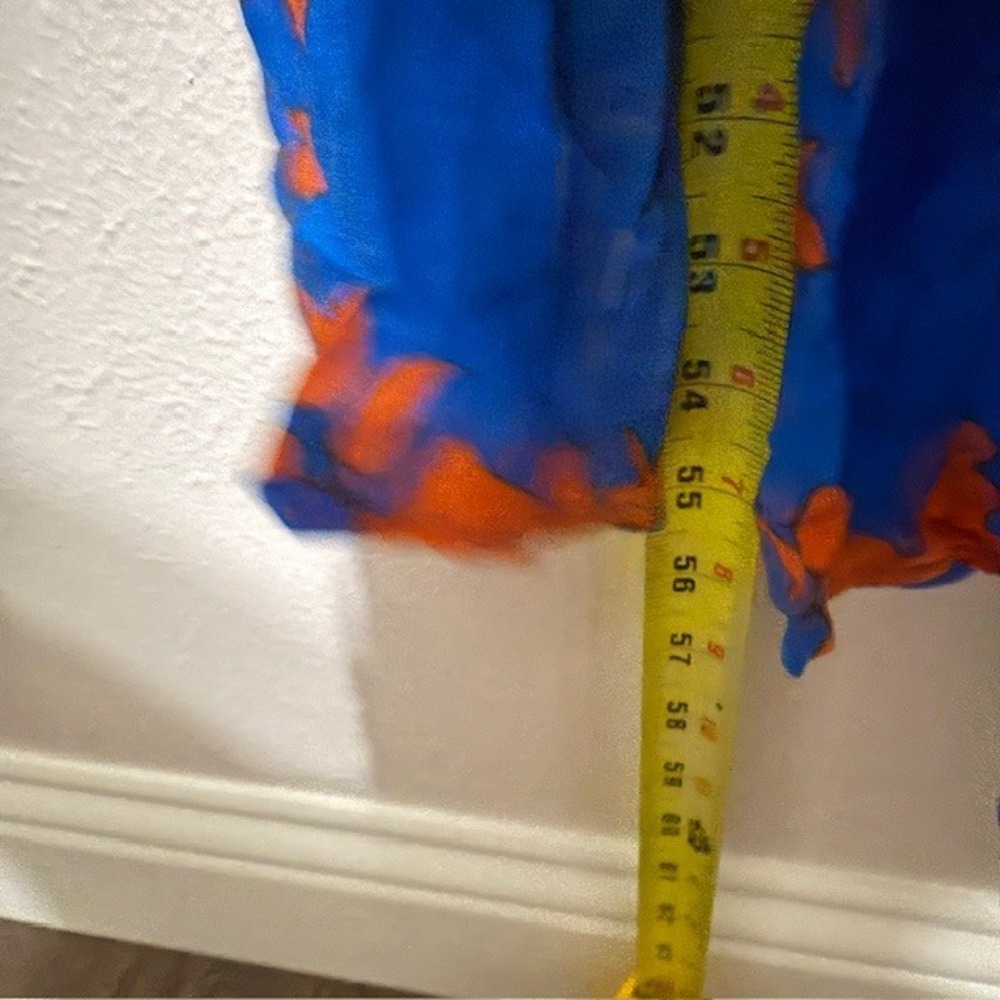 Anthro Abel the Label Boho Floral Smocked Maxi Dress Blue Orange Tiered - Picture 5 of 8